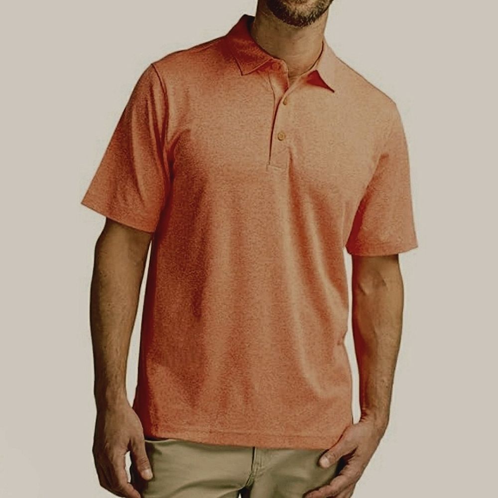 Cutter & Buck CB Drytec Luxe Solid Orange Mens Short Sleeve Polo